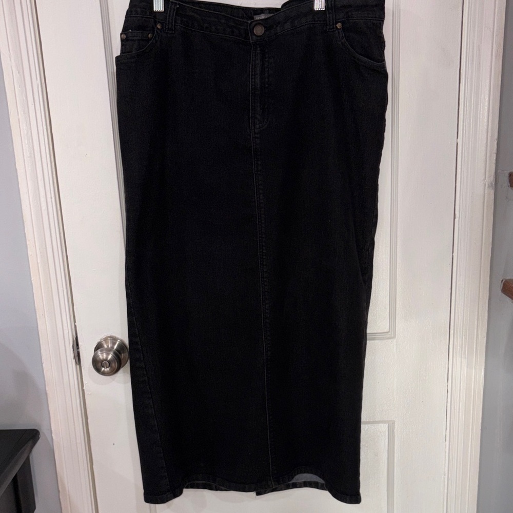 Jessica London Black Denim long Skirt